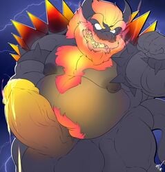 bowser bowser's_fury fury_bowser genitals hi_res hyper incrediblecrocodile male male_only mario_(series) muscular muscular_male nintendo penis solo super_mario_3d_world video_games