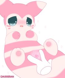 female feral furret generation_2_pokemon genitals hi_res misumasu nintendo pawpads paws pokemon pokemon_(species) shiny_pokemon solo spread_vulva spreading vulva