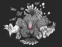 aarakocra_(dnd) air_puff anal anal_sex animal_genitalia anthro anthro_on_anthro anus ass avian ball_slap ball_tuft balls barbertos_troulasorn_(undergreysnest) beak big_balls big_butt big_dom_small_sub big_penis bird black_background bodily_fluids bodily_fluids_in_ass bubble_butt cheek_tuft coraciiform cum cum_in_ass cum_inside cum_on_penis curling_talons curling_toes digitigrade dominant dungeons_and_dragons duo ejaculation erection facial_tuft feather_tuft feathers feet fluffy_balls from_front_position genital_fluids genitals great_horned_owl greyscale hasbro horned_owl hug kingfisher klaus_dawntalon_(undergreysnest) kookaburra legs_in_air lying male male/male monochrome motion_lines nude nude_anthro on_back onomatopoeia orgasm overweight overweight_male owl owlin penetration penis reverse_missionary_position sex shaking sheath simple_background size_difference slap slim_male sound_effects spread_legs spread_wings spreading sweat sweaty_butt sweaty_legs tail tail_feathers talons tapering_penis text toes true_owl tuft undergreysnest wings wizards_of_the_coast