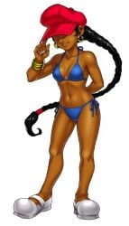 1girls abigail_lincoln aged_up ai ai_art ai_generated anonemus1 bikini black_hair blue_bikini blue_swimsuit bracelets braid breasts cartoon_network cleavage codename:_kids_next_door dark-skinned_female dark_skin earrings female female_only fusionfall grok hat hoop_earrings human long_braid navel numbuh_5 red_hat shaded_face solo solo_female swimsuit very_long_hair white_background