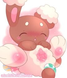 bodily_fluids buneary egg female feral generation_4_pokemon genital_fluids genitals hi_res misumasu nintendo oviposition pawpads pokemon pokemon_(species) solo spread_legs spreading vaginal_fluids vulva