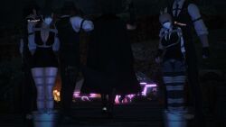 2girls bondage captured cement_shoes damsel_in_distress final_fantasy_xiv gagged helpless imminent_death muffled_speech peril scared smudged_makeup