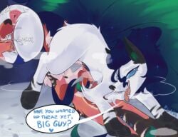 alolan_form alolan_ninetales animal_genitalia animal_penis anthro anthro_on_feral anus bound cosmic_hair cunnilingus dialogue duo ethereal_hair fan_character female feral furry generation_4_pokemon generation_7_pokemon genitals hand_grab hands_tied hi_res holding_both_legs holding_with_tail humanoid_genitalia humanoid_genitalia_on_feral humanoid_vulva knot knotted_penis licking looking_at_another looking_back looking_pleasured lucario lying lying_on_ground male male/female multicolored_body nintendo on_back on_ground oral orange_body penis pink_anus pink_penis pink_tongue pink_vulva pokemon pokemon_(species) pressed_against regional_form_(pokemon) sex shieshuqqq speech_bubble tongue vaginal_penetration vulva white_body