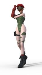 1girls 3d cammy_white_(cosplay) cosplay crossover_cosplay female female_only full_body green_leotard latentspc leotard solo tracer