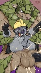 2026 3_toes abdominal_bulge anthro anthro_on_anthro anus armor arty_the_frog balls beaver beaver_tail big_balls big_penis black_beaver_tail black_claws black_eyes black_feet black_nails blue_eyes blush blush_lines bodily_fluids broken_glasses brown_body buckteeth butt cheek_tuft chest_tuft claws colored colored_nails cum cum_while_penetrated cumming_from_anal_sex digital_drawing_(artwork) digital_media_(artwork) duo ejaculation eyewear facial_tuft feet foreman_kohler fur genital_fluids genitals glasses gradient_background green_body green_scales grey_balls grey_body grey_fur half-closed_eyes hamir_(dungeons_of_aether) hard_hat headgear helmet holding_both_legs huge_penis hybrid legs_up looking_down looking_down_at_partner male male/male mammal messy motion_lines nails narrowed_eyes pangolin penetration penis rodent scales sex signature simple_background snout spread_legs spreading stand_and_carry_position standing standing_sex sweat sweatdrop teeth thrust_lines thrusting toes tongue tongue_out tuft whisker_spots white_sclera