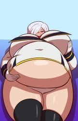 axel-rosered belly_grab big_belly breasts elena_arshavina obese obese_female seiken_tsukai_no_world_break white_hair