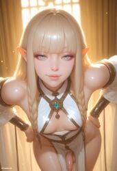 1femboy absurd_res ai_generated artist_name artist_upload balls bangs big_balls blonde_hair blue_eyes blue_gem bodily_fluids braid braided_hair breasts clothing elf elf_ears erect erect_penis eyebrows eyelashes fantasy femboy femboy_only feminine feminine_body feminine_faced_male feminine_male foreskin genitals gold_armor gold_jewelry golden_lighting hair_ornament hi_res huge_balls indoor jewelry leaking leaking_penis lingerie long_hair looking_at_viewer male more_at_source necklace newhalf nipples nipples_visible oiled_skin pale pale_body pale_skin pandora patreon patreon_username penis penis_focus pointy_ears pov presenting seductive self_upload sexy_body sexy_pose shiny shiny_skin smooth_balls smooth_skin solo testicles transgender uncensored uncircumcised uncircumcised_penis uncut watermark white_clothing white_lingerie
