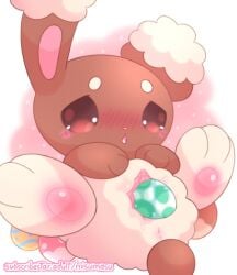 buneary egg female feral generation_4_pokemon genitals hi_res misumasu nintendo oviposition pawpads pokemon pokemon_(species) solo spread_legs spreading vulva