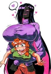 2girls alex_(minecraft) breasts clothing enderman enderwoman girin minecraft