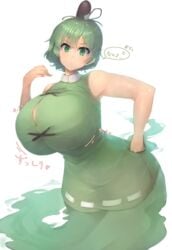 big_breasts breasts busty clothed female female_only green_eyes green_hair huge_breasts looking_at_viewer oruka_(kamituki0827) soga_no_tojiko solo solo_female tagme touhou wide_hips