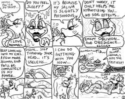 2010 anthro anthro_on_feral chest_lick comic dialogue domestic_cat dominant dominant_female dominant_feral duo english_text eye_contact eyelashes eyewear face_lick felid feline felis female feral flamez66 foot_lick forked_tongue furry glasses heart_(marking) hypnosis hypnotic_eyes kissing leg_lick liam_(lmann) licking lipstick long_tongue looking_at_another lying makeup male male/female mammal markings mind_control monochrome navel nude nude_anthro nude_male on_back questionable_consent reptile scalie snake spiral spiral_eyes submissive submissive_anthro submissive_male sucking tail tail_in_mouth tail_suck text tongue tongue_out wearing_glasses zoophilia