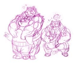 2girls abs bear biceps feline female gettar82 kung_fu_panda male master_tigress muscles muscular muscular_arms muscular_female muscular_legs muscular_thighs needs_breasts panda pecs po_xiao_ping tiger