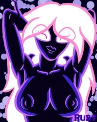 abstract_background absurd_res alien alien_humanoid anodite antennae_(anatomy) antennae_piercing antennae_ring ben_10 big_breasts breasts cartoon_network energy energy_being female furgonomics furry-specific_piercing gold_(metal) hair hi_res hortelaruby humanoid lucka_(hortelaruby) neon neon_lights nipples piercing pseudo_hair thraxan