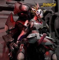 3d_(artwork) alien animal_genitalia animal_penis anthro armor avian avian_caruncle big_penis bottomless bottomless_anthro breasts clothed clothing digital_media_(artwork) digitigrade duo equine_genitalia equine_penis erection face_covered feather_hair feathered_crest feathers female female_anthro female_on_humanoid genitals grey_body halo_(series) head_crest headgear helmet humanoid interspecies kig-yar leg_grab male male/female male_humanoid male_on_anthro medial_ring microsoft non-mammal_breasts on_lap penis pseudo_hair sangheili scalie side_boob sitting sitting_on_lap spread_legs spreading synca t'vaoan unconvincing_armor vulva xbox_game_studios xenophilia yellow_body yellow_feathers