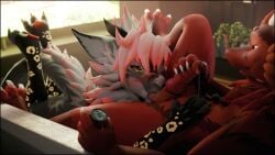 3d_(artwork) abs absurd_res animal_genitalia animal_penis anthro ball_fondling ball_worship balls black_body black_border black_fur bodily_fluids body_worship border canine_genitalia canine_penis cum digital_media_(artwork) duo erection fondling fur genital_fluids genital_worship genitals grey_body grey_fur hair handjob hi_res licking lill_esp looking_at_another male male/male multicolored_body multicolored_fur multicolored_hair nardoragon oral penile penis red_body red_penis red_sheath sex sheath tail tongue worship