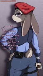 2026 big_ass big_butt br333 female judy_hopps nsfw police_uniform rabbit rabbit_ears rabbit_tail rear_view