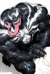 1boy ai_generated bara barazoku cock cum drvlar gay male male_focus marvel marvel_comics marvel_rivals monster muscular muscular_male penis solo venom venom_(marvel) venom_(marvel_rivals) yaoi