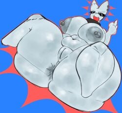 absurd_res anthro anus ass big_breasts big_butt breasts collar curvy_figure duspenter2 female femtanyl gesture hand_gesture hi_res huge_butt middle_finger nipple_piercing nipples nude piercing solo tagme token_(femtanyl) voluptuous