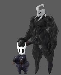 1boy 1futa areolae big_breasts big_penis black_body breasts duo erection fan_character flaccid futanari hollow_knight huge_ass huge_breasts humanoid khadhunter7 larger_male male muscular muscular_male nipples nude nude_female nude_male original_character penis protagonist_(hollow_knight) shortstack size_difference small_penis smaller_futanari standing thick_thighs wide_hips