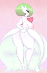 anthro ass big_breasts big_butt bottomwear breasts clothed clothing clothing_lift dress female game_freak gardevoir generation_3_pokemon generation_6_pokemon hi_res looking_back mega_evolution mega_gardevoir nintendo nude pokemon pokemon_(species) rear_view skirt skirt_lift solo unknown_artist wide_hips