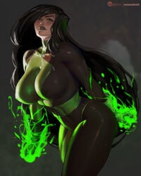 1girls big_breasts breasts disney female female_only kasai_x3 kim_possible large_breasts lejeanx3 looking_at_viewer shego solo thick_thighs wide_hips