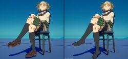 blonde_hair chair clothed feet_fetish foot_fetish foot_fetish_with_legwear fortnite fortnite:_battle_royale himiko_toga my_hero_academia no_cum panties_visible_through_clothing shoes sitting_down skirt sock_fetish socks thighs toga_himiko upskirt yellow_eyes