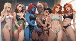 7girls ai_generated biting_lip clonecest dark-skinned_female dark_skin emma_frost female female_only grabbing_breasts human interracial interracial_yuri jean_grey jubilation_lee jubilee light-skinned_female light_skin lingerie madelyne_pryor marvel marvel_comics masturbation medium_breasts multiple_girls mystique no_panties orange_hair ororo_munroe pleasure_face red_hair rogue_(x-men) selfcest shy stable_diffusion storm_(x-men) synth_canvas x-men x-men_97 yuri