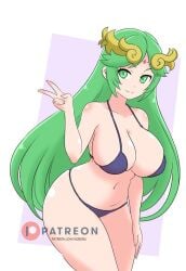 breasts female female_only green_eyes green_hair kid_icarus nintendo noboru palutena solo