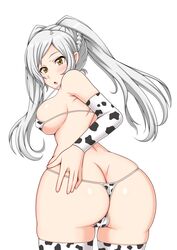 ass big_ass cow_bikini cow_print fire_emblem fire_emblem_awakening hand_on_ass large_ass leggings looking_at_viewer looking_back micro_bikini presenting presenting_hindquarters robin_(fire_emblem) robin_(fire_emblem)_(female) suzuka_iz suzukaze_izu yakuryo