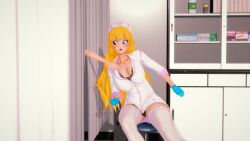 1girls 3d big_breasts blonde_female blonde_hair busty cleavage clothed_female faceless_character grabbing indrick_[artist] large_breasts long_hair long_hair_female nurse_cap nurse_uniform pulling rwby solo_female yang_xiao_long