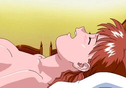 1girls 90s animated asuka_(viper) bed blush breasts brown_eyes brown_hair closed_eyes eyebrows_visible_through_hair female female_only game_cg implied_penetration implied_sex indoors large_breasts long_hair lying matching_hair/eyes medium_breasts missionary_position moaning nude offscreen_sex on_back open_mouth penetration pillow sex sogna solo talking teeth tongue viper_(series) viper_ctr