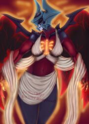 aatrox aatrussy big_thighs darkin demon demon_girl female mcchipy rule_63 white_clothing winged_humanoid wings