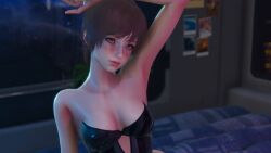 3d armpit asian asian_female bedroom bedroom_eyes blue_eyes blush blushing_at_viewer blushing_profusely boots brown_hair cosmicpottedge happy imminent_sex indoors inviting inviting_to_fuck inviting_to_sex latex latex_clothing latex_gloves latex_suit legs leotard lily_artemis_ii looking_at_viewer nipples nipples_visible_through_clothing pink_lips pink_lipstick pose relaxing romantic_ambiance seductive seductive_eyes seductive_look seductive_mouth seductive_pose seductive_smile short_hair smile smile_at_viewer stellar_blade teenager window