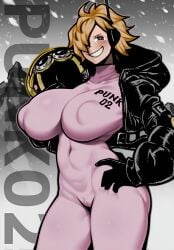 1girls ajaycolor big_breasts blush coffeelove68 color color_edit colored colored_sketch female female_only hand_on_hip helmet large_breasts looking_at_viewer navel nipple_bulge one_piece orange_hair solo solo_female solo_focus thick_thighs thighs tight_clothing vegapunk_lilith wide_hips