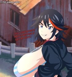 1girls alternate_breast_size english_text female female_only human kill_la_kill matoi_ryuuko solo tagme text