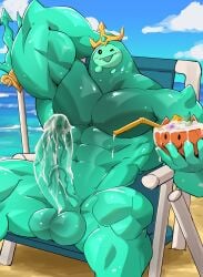 1boy 2024 abs absurd_res anatake balls balls_clenching balls_deep ballsack beach beach_chair bendy_straw beverage big_cock big_muscles blue_body blush blush_lines blushing_at_viewer cloud coconut coconut_drink cum cum_in_cock cum_on_cock cum_on_drink cum_on_mouth cum_on_penis day detailed_bulge drinking_straw drupe_(fruit) epic_games erect erect_penis erection food fortnite front_view fruit genital_outline glistening glistening_body goo_creature goo_humanoid hand_behind_head hi_res huge_cock huge_muscles humanoid large_cock large_penis larger_male long_cock long_penis looking_at_viewer male male_only massive_cock massive_penis muscular muscular_humanoid muscular_male one_eye_closed open_mouth outside pecs penis_outline plant poseidon_(fortnite) rippley sand sitting sky solo spread_legs spreading testicle testicles testicles_clench testicles_deep topless vein veins veiny veiny_cock veiny_penis