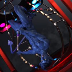 1boy 3d 3d_(artwork) acrobatic blue_skin cumshot ejaculation hopefulsquire kurt_wagner male male_only marvel marvel_comics masturbation muscular_male nightcrawler pointy_ears solo solo_male source_removed tail uncensored upside-down x-men yaoi yellow_eyes