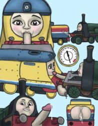 1futa 2girls blowjob cum emily_the_emerald_green_engine futanari pierced_nipples rebecca_the_happy_engine thomas_and_friends