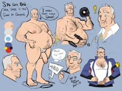 balls exercise flaccid male male_only nude overwatch overweight penis soldier_76 solo solo_male speech_bubble sweat sweating terratauren thought_bubble