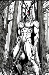 american_mythology balls big_balls cock cumming dick folklore forest long_cock long_dick long_penis male_only monster mythology nightmare_husbando north_american_mythology penis pubic_hair public_domain tree trees urban_legend wendigo