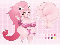 anthro big_ass big_belly big_breasts bone_hair_ornament breasts cavewoman female female_only hi_res long_hair milfshake one_eye_closed peace_sign pokémon_(species) pokemon scream_tail tagme thick_thighs tongue tongue_out wide_hips