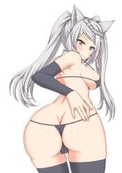 ass big_ass fraux granblue_fantasy hand_on_ass large_ass leggings looking_at_viewer looking_back micro_bikini presenting presenting_hindquarters smile suzuka_iz suzukaze_izu wolf_girl yakuryo