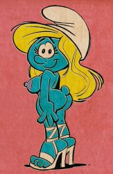 1girls ass blonde_hair blue_skin breasts female hanna-barbera meatpencil nude smurfette tagme the_smurfs vintage