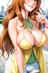 1girls 2024 ai_generated alice_gehabich bakugan bakugan_(series) bakugan_battle_brawlers big_breasts blue_eyes blush breasts brown_hair clothed clothed_female clothing female female_only human human_female human_only hyper light-skinned_female light_skin long_hair looking_at_viewer nai_diffusion oversized_breasts smile solo solo_female stable_diffusion standing wet wet_body wet_skin