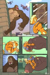 absurd_res barazoku donkey_kong_(series) felid hi_res hybrid hyper kong liger macro male mammal muscular nintendo pantherine primate rickleone size_difference