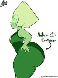 1girls ass big_ass big_hips big_thighs bottom_heavy breasts cartoon_network clothing container_meme female female_only gem_(species) green_body green_hair green_skin hips huge_ass huge_boobs huge_hips huge_thighs massive_ass meme_reference peridot_(steven_universe) shortstack solo solo_female srbready steven_universe text thick_thighs thighhighs thighs voluptuous voluptuous_female white_hair wide_hips wide_thighs
