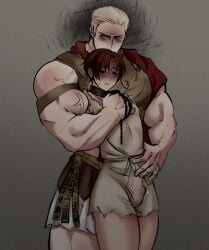 axis_powers_hetalia b33falo big_muscles blonde_hair blue_eyes bondage boner brown_hair collar costume femboy gay germany_(hetalia) groping intimidation italy_(hetalia) legionaire male male_only master master_and_slave muscles muscular_male nervous_sweat penis rags rape scared scared_expression sexual_harassment size_difference slave small_bulge twink twitching twitching_penis yaoi