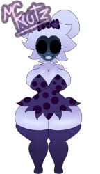 artist_signature bare_shoulders big_breasts black_eyes blue_skin bow breasts cleavage clothed clothing dress five_nights_at_freddy's five_nights_at_treasure_island fnati furry horror mcdope_(artist) mcnutz_(artist) minnie_mouse monster_girl mouse nightmare_waifu photo-negative_minnie polka_dot public_domain purple_clothing rodent round_ears shortstack skirt smile smiling solo thick_thighs thighhighs thighs transparent_background white_body white_hair wide_hips