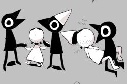 2d 2d_(artwork) :v black_body black_hair blush crow_(monument_valley) cute double_handjob handjob hat ida_(mounument_valley) monochrome monument_valley nahuib penetrating_female penetration raw_sex sex simple_background simple_coloring simple_shading sweat tagme ustwo_games white_body