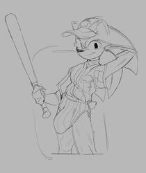 anthro baseball_bat baseball_uniform bat_(object) big_penis bulge clothed clothing genitals hi_res huge_cock male milkbreaks monochrome penis solo sonic_(series) sonic_the_hedgehog sonic_the_hedgehog_(series) sportswear uniform